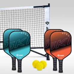 Lot 4 Raquettes Pickleball Smart & Fun, 2 Balles Et Filet