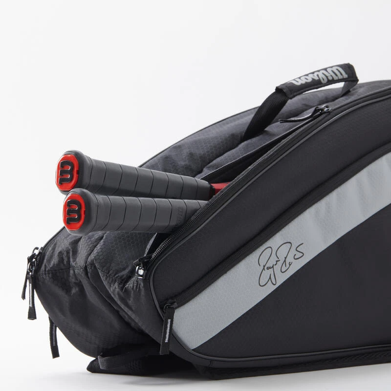 Sac De Tennis - Wilson RF TEAM 6 Raquettes Roger Federer Noir Gris 7 Sac De Tennis - Wilson RF TEAM 6 Raquettes Roger Federer Noir Gris – Image 7