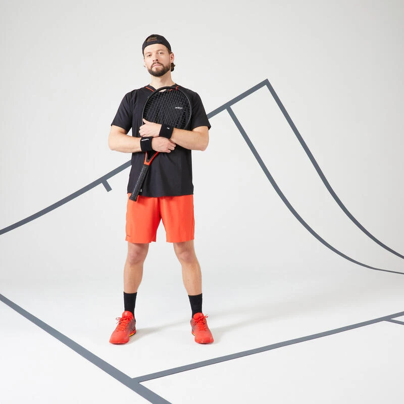 T-shirt Tennis Manches Courtes Homme - ARTENGO DRYVN Noir Rouge 3 T-shirt Tennis Manches Courtes Homme - ARTENGO DRYVN Noir Rouge – Image 3