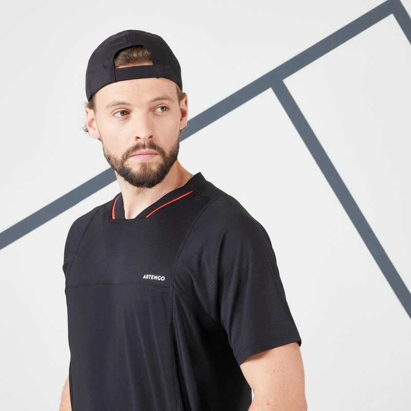 T-shirt Tennis Manches Courtes Homme - ARTENGO DRYVN Noir Rouge 5 T-shirt Tennis Manches Courtes Homme - ARTENGO DRYVN Noir Rouge – Image 5