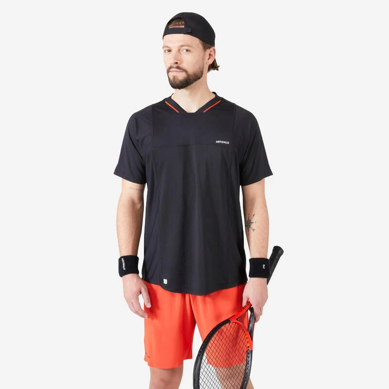 T-shirt Tennis Manches Courtes Homme - ARTENGO DRYVN Noir Rouge 1 T-shirt Tennis Manches Courtes Homme - ARTENGO DRYVN Noir Rouge